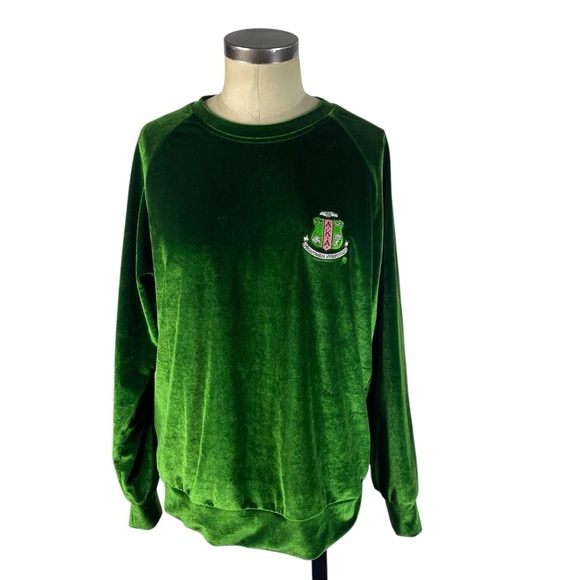 Ivy Storehouse AKA Alpha Kappa Alpha Velour Sweatshirt Medium Green Embroidered - Picture 2 of 8